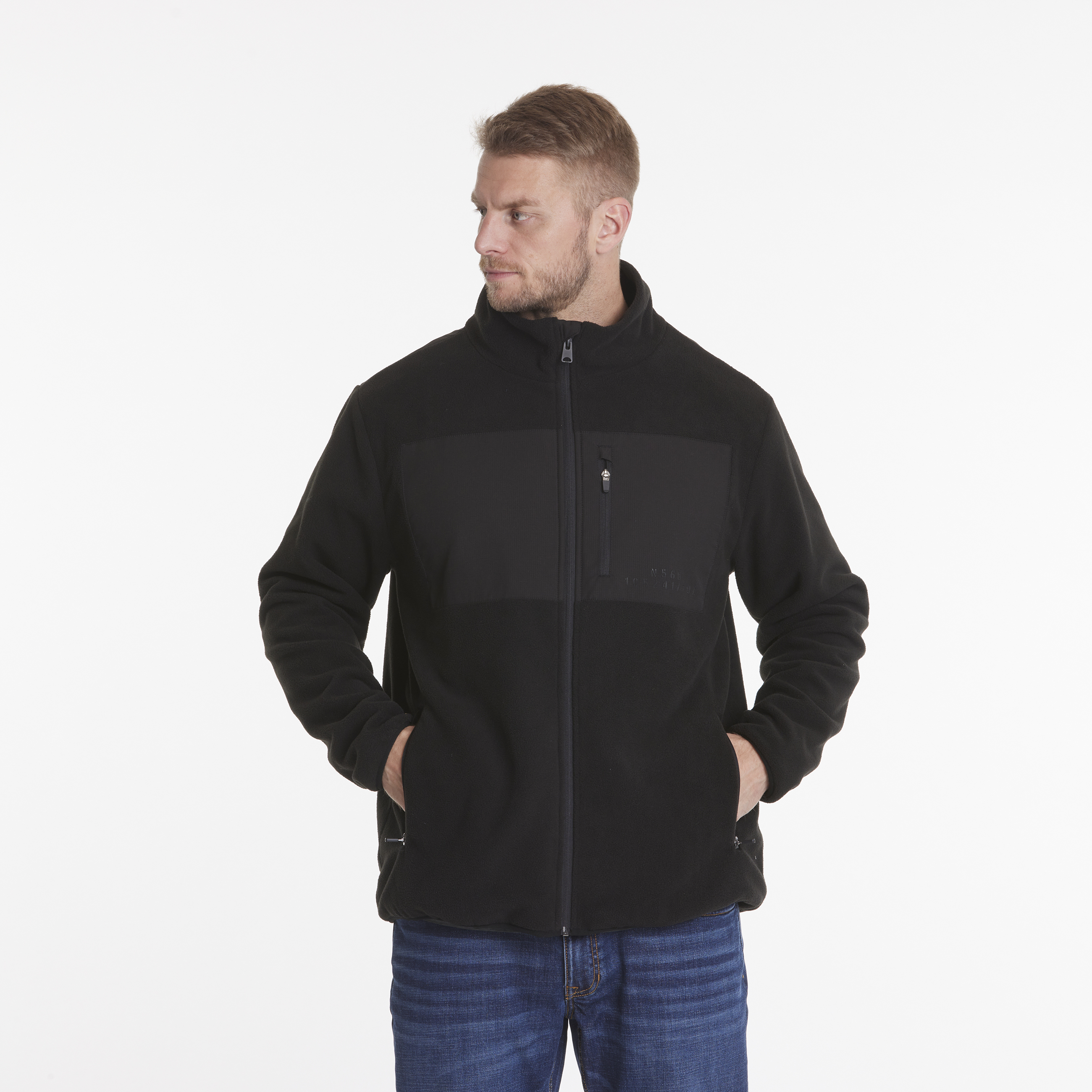 North 56°4 Denim Luxury Fleece jacket Sort 2XL-8XL