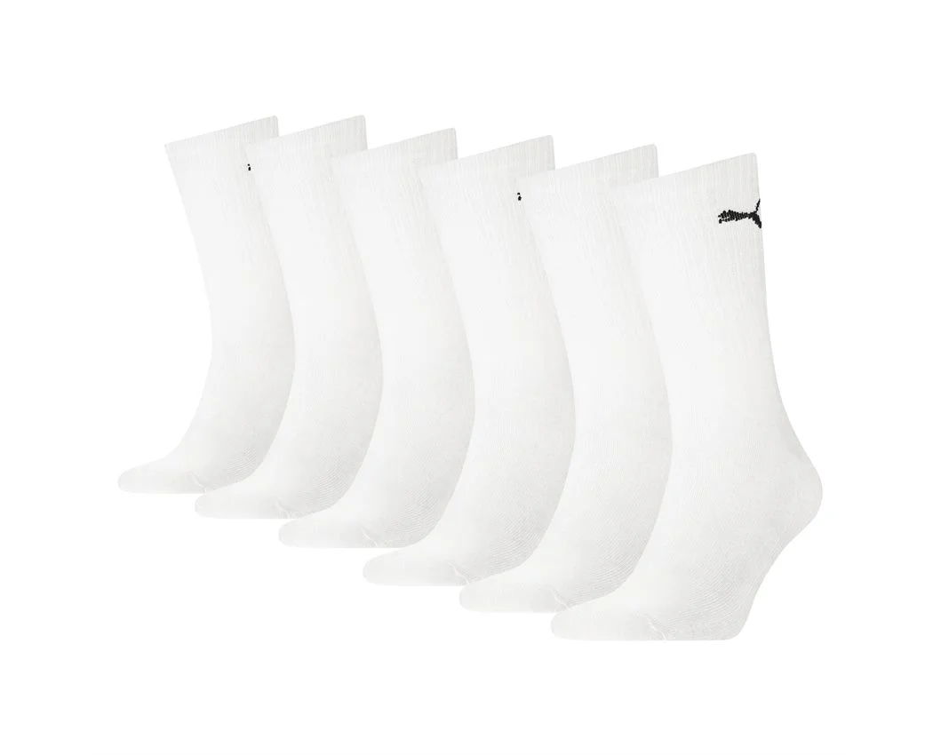 Puma Crewsock 6 pack hvit 43-46