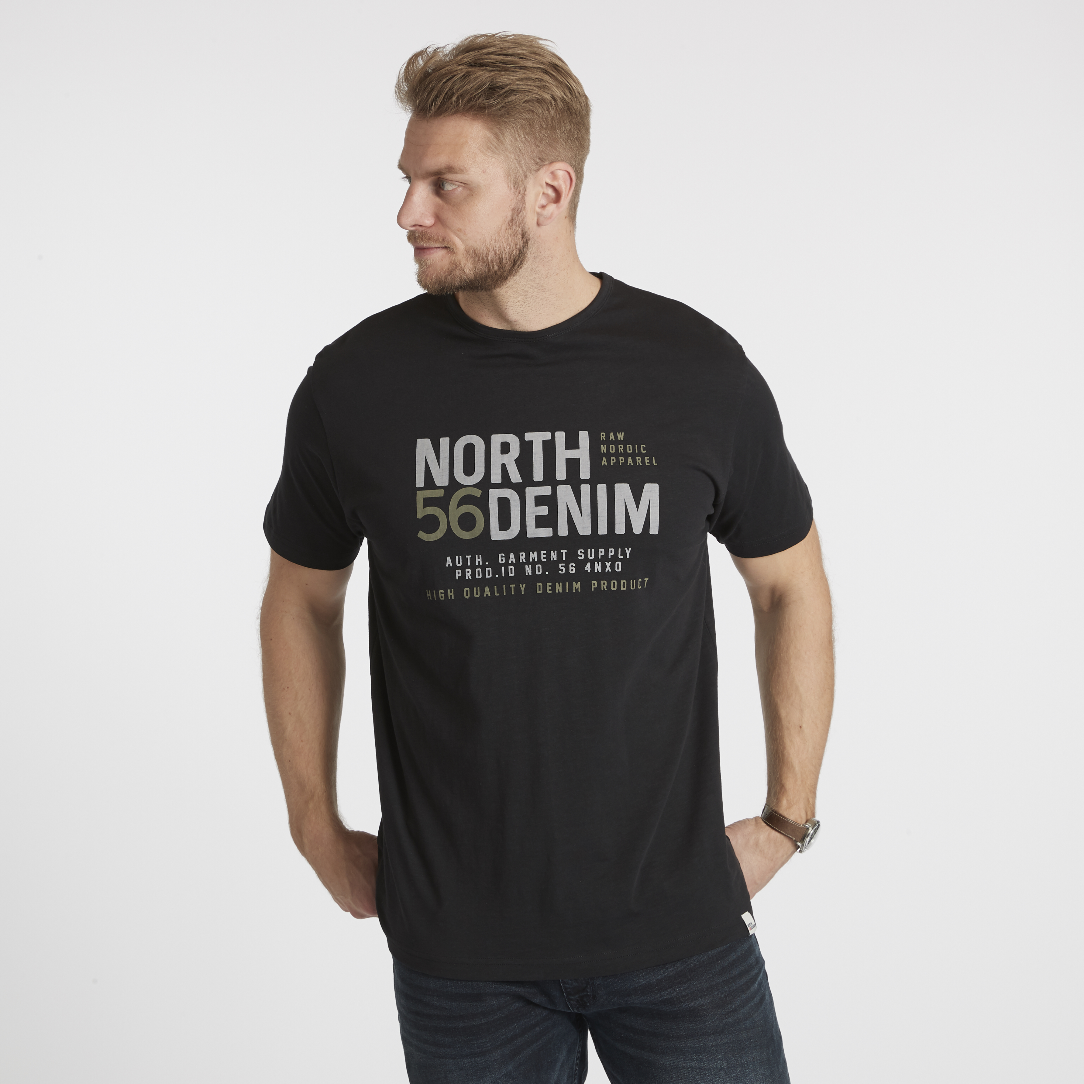 North 56°4 Printed tshirt sort 2XL-8XL