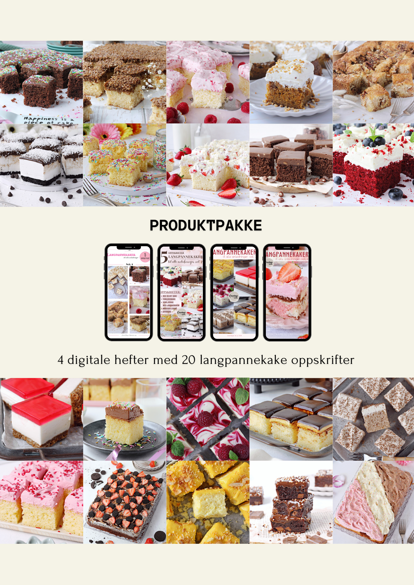 Produktpakke: 4 oppskriftshefter - 20 oppskrifter