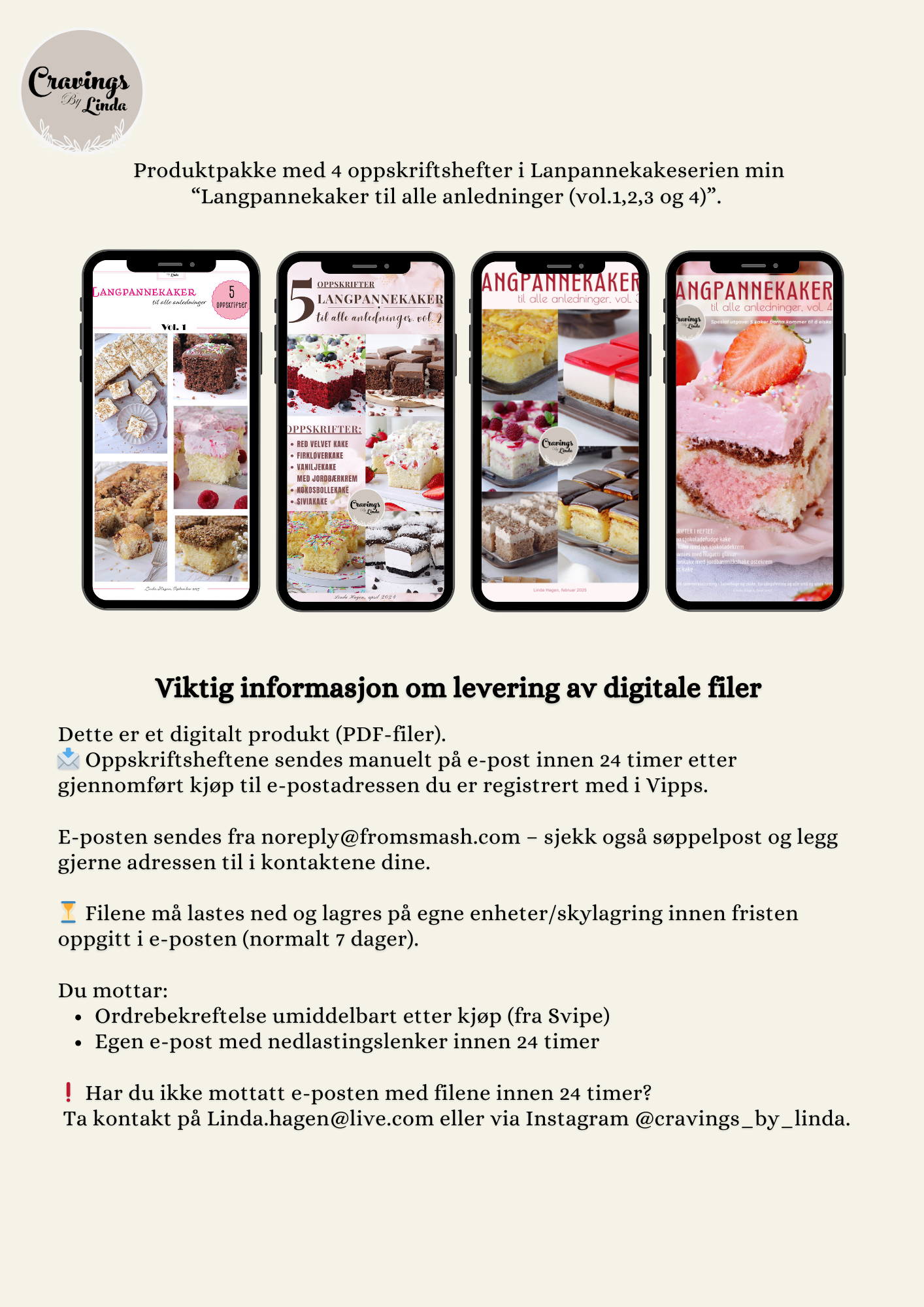 Produktpakke: 4 oppskriftshefter - 20 oppskrifter - 2