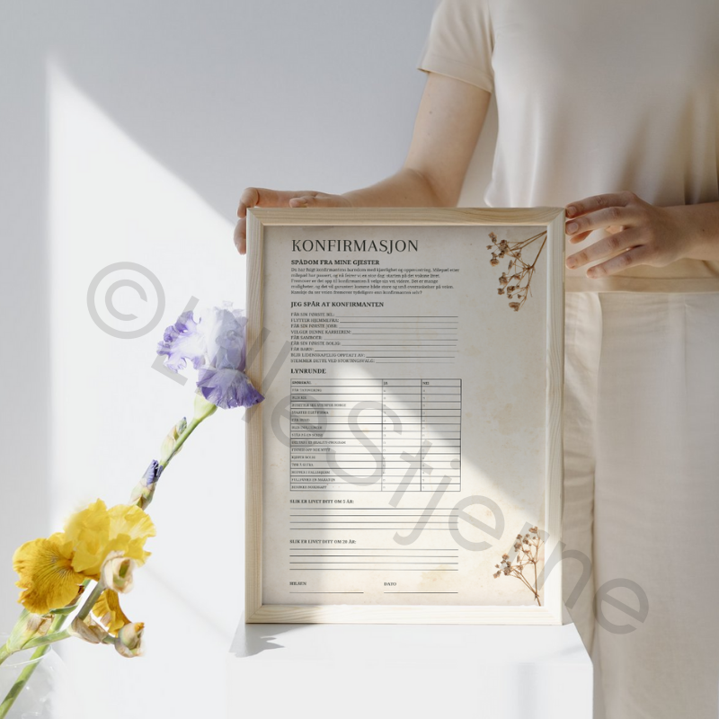 Spådomsark til konfirmasjon | Inkludert 6 motiv | Til utskrift - 4