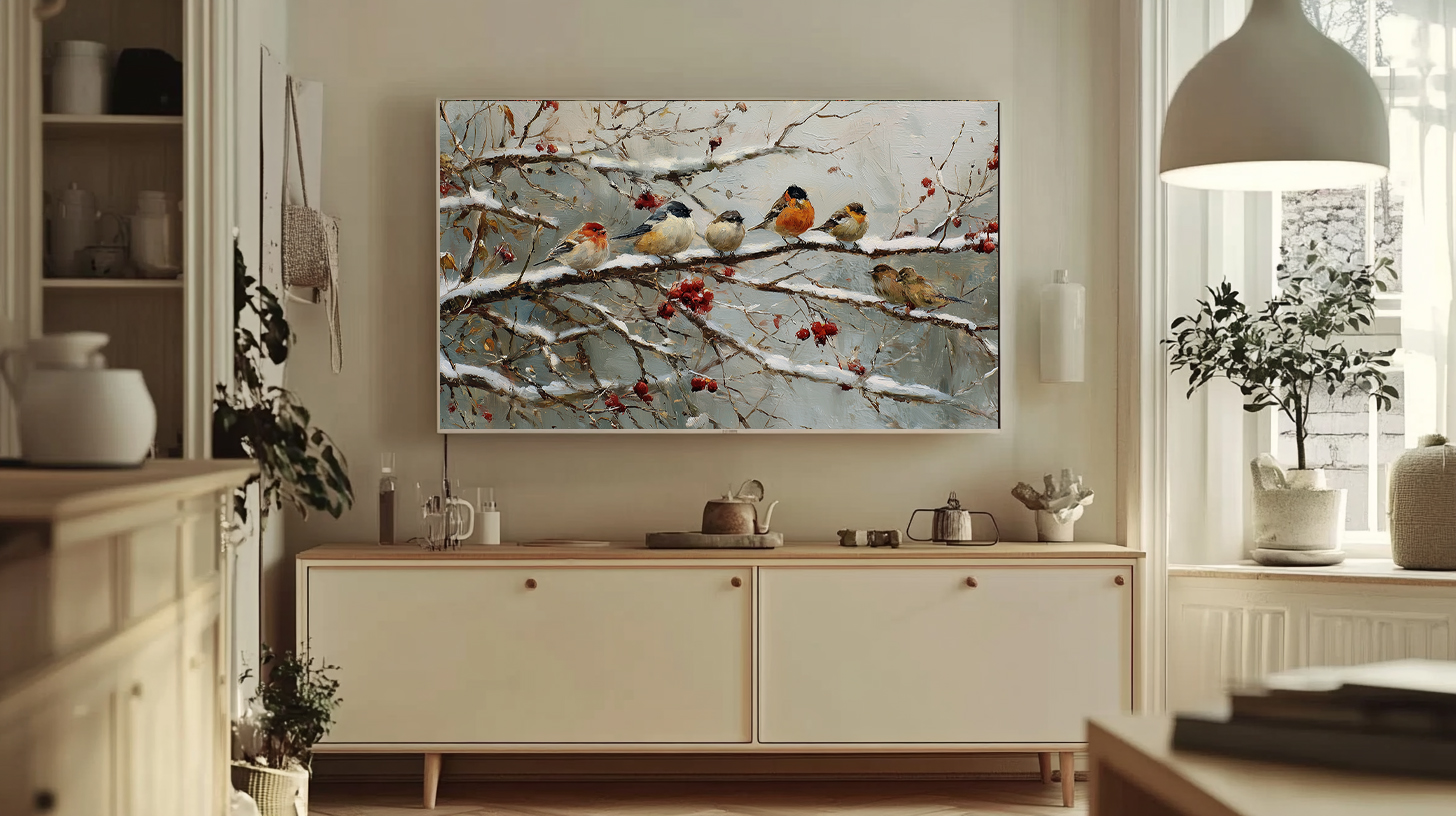 Frame TV art - Birds on Branch