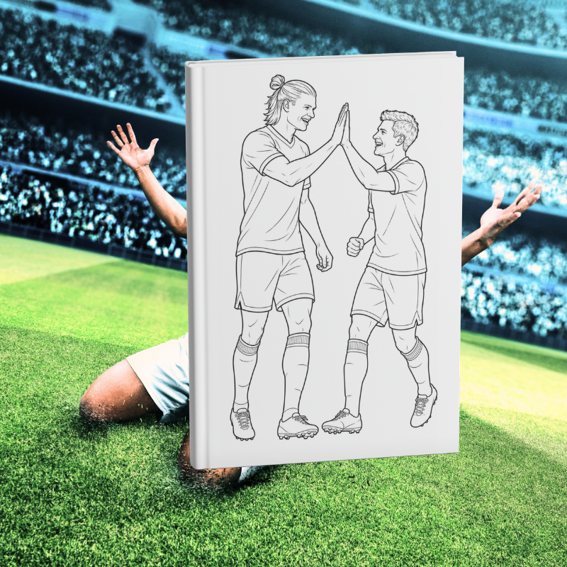 Tegne fotballtegninger | Fotballhelter på banen | 35 ark til utskrift - 3