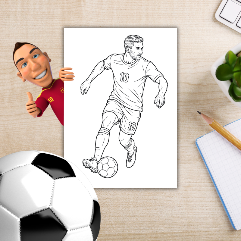 Tegne fotballtegninger | Fotballhelter på banen | 35 ark til utskrift - 4