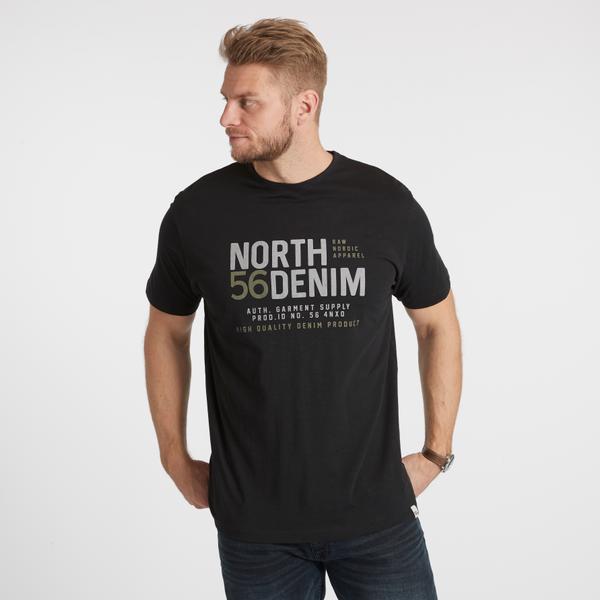 North 56°4 Printed tshirt sort 2XL-8XL