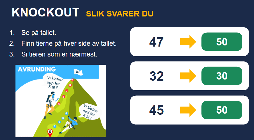 Knockout - avrunding (til nærmeste tier)