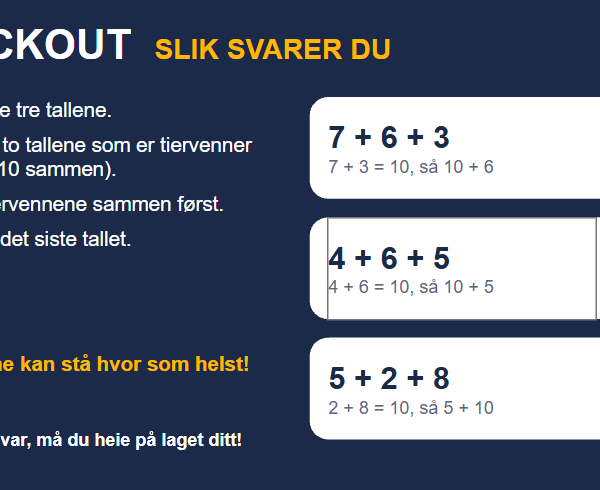 Knockout - vi teller med tiervenner pluss et tall til