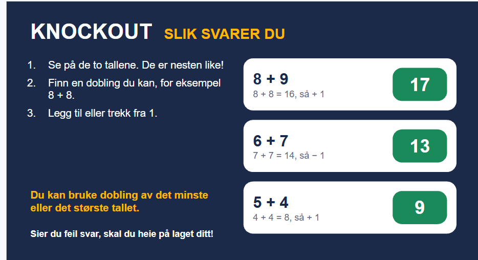 Knockout  - nesten dobling (2.-3.-4. trinn)