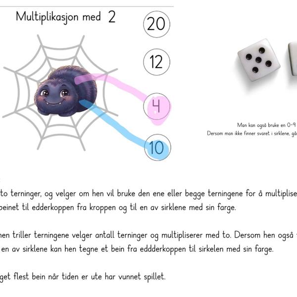 Multiplikasjonsspill - tegn beina til edderkoppen