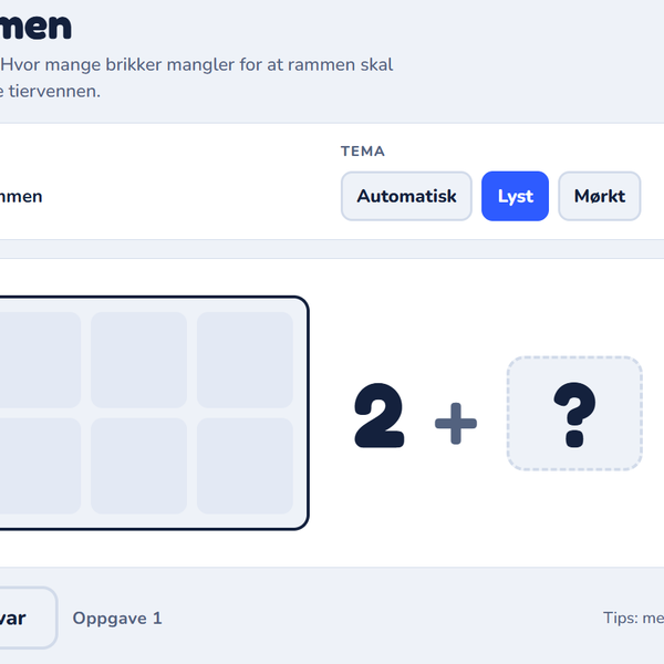 Tiervenn-rammen (interaktiv nettside) for visning på storskjem