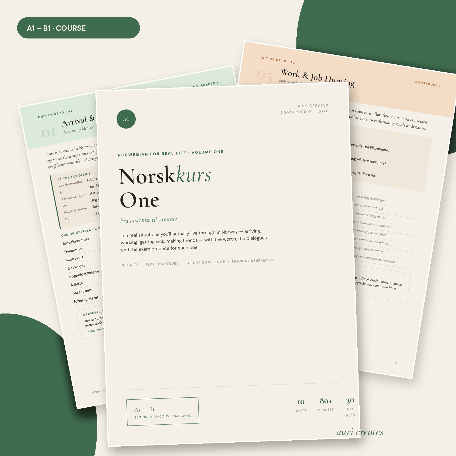Norskkurs 1 – Norwegian Course for Beginners A1-B1 | Real-Life Norwegian PDF Course