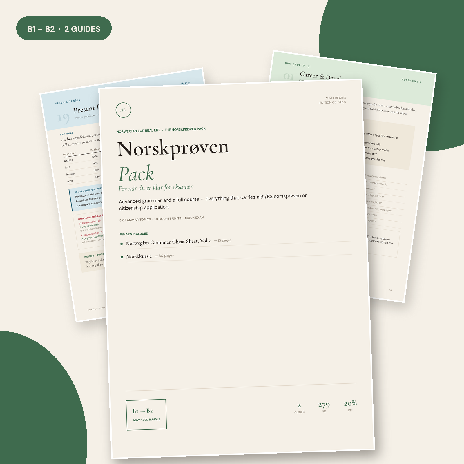 Norskprøven B1-B2 Pack – Advanced Norwegian Grammar + Course Bundle | PDF Download