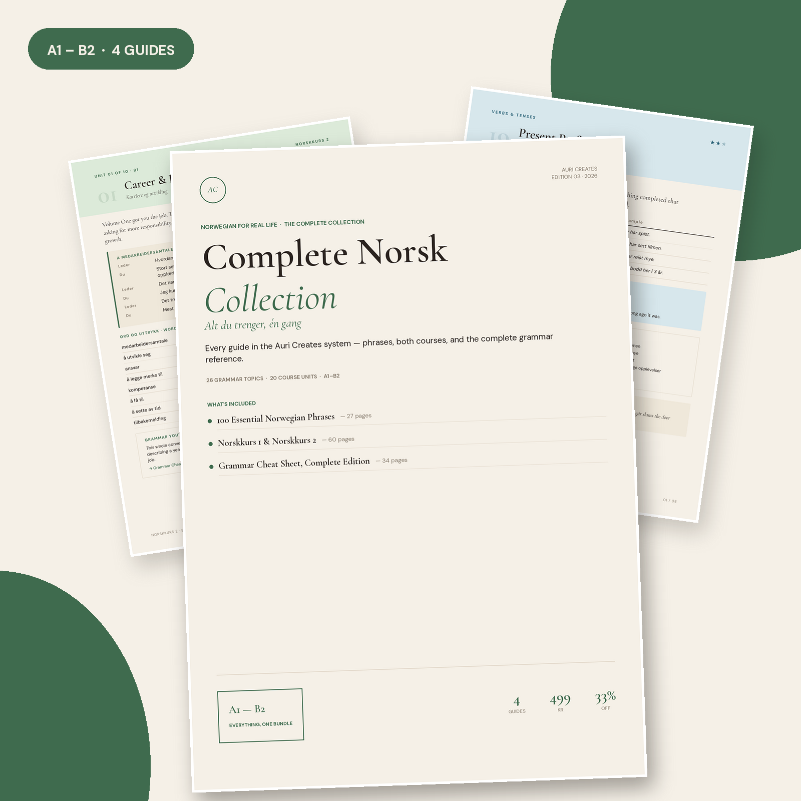 Complete Norsk Collection – Phrases, Grammar & Course Bundle A1-B2 | Norwegian PDF Bundle