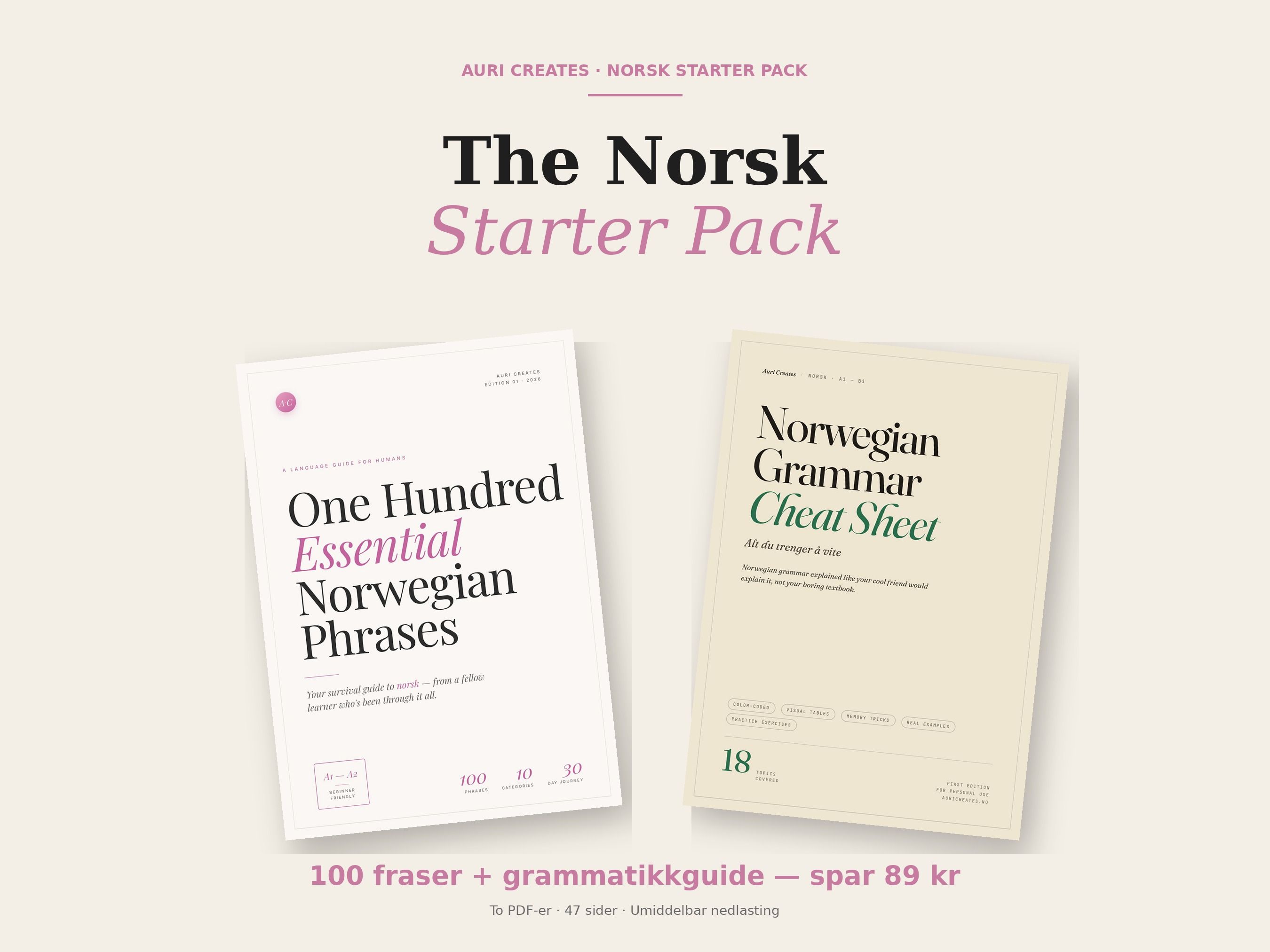 Norsk Starter Pack — Phrases + Grammar (PDF Bundle)